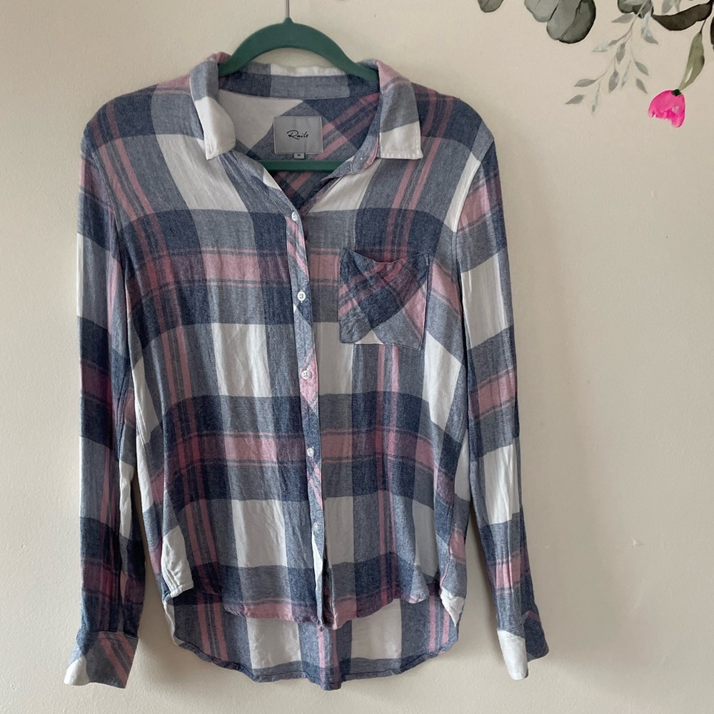 Rails Hunter Button Down Plaid Shirt in Mulberry Blue, Medium